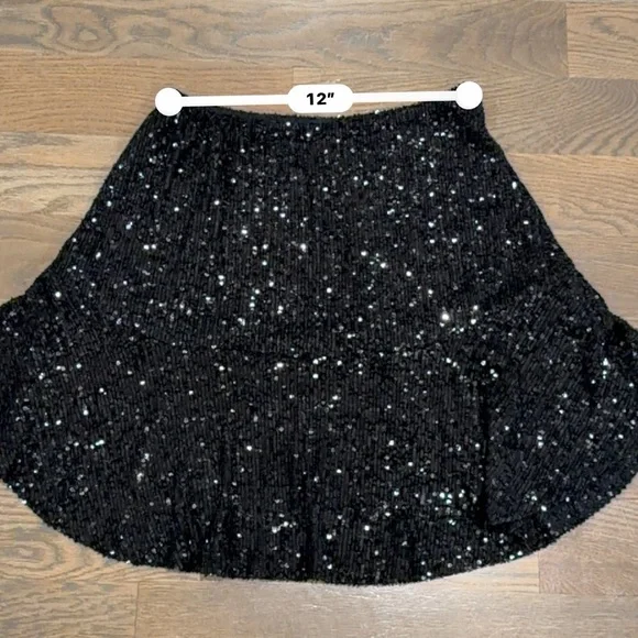 Free People Midnight Message Sequin Moto skirt Gunmetal Small party dance - Picture 4 of 7